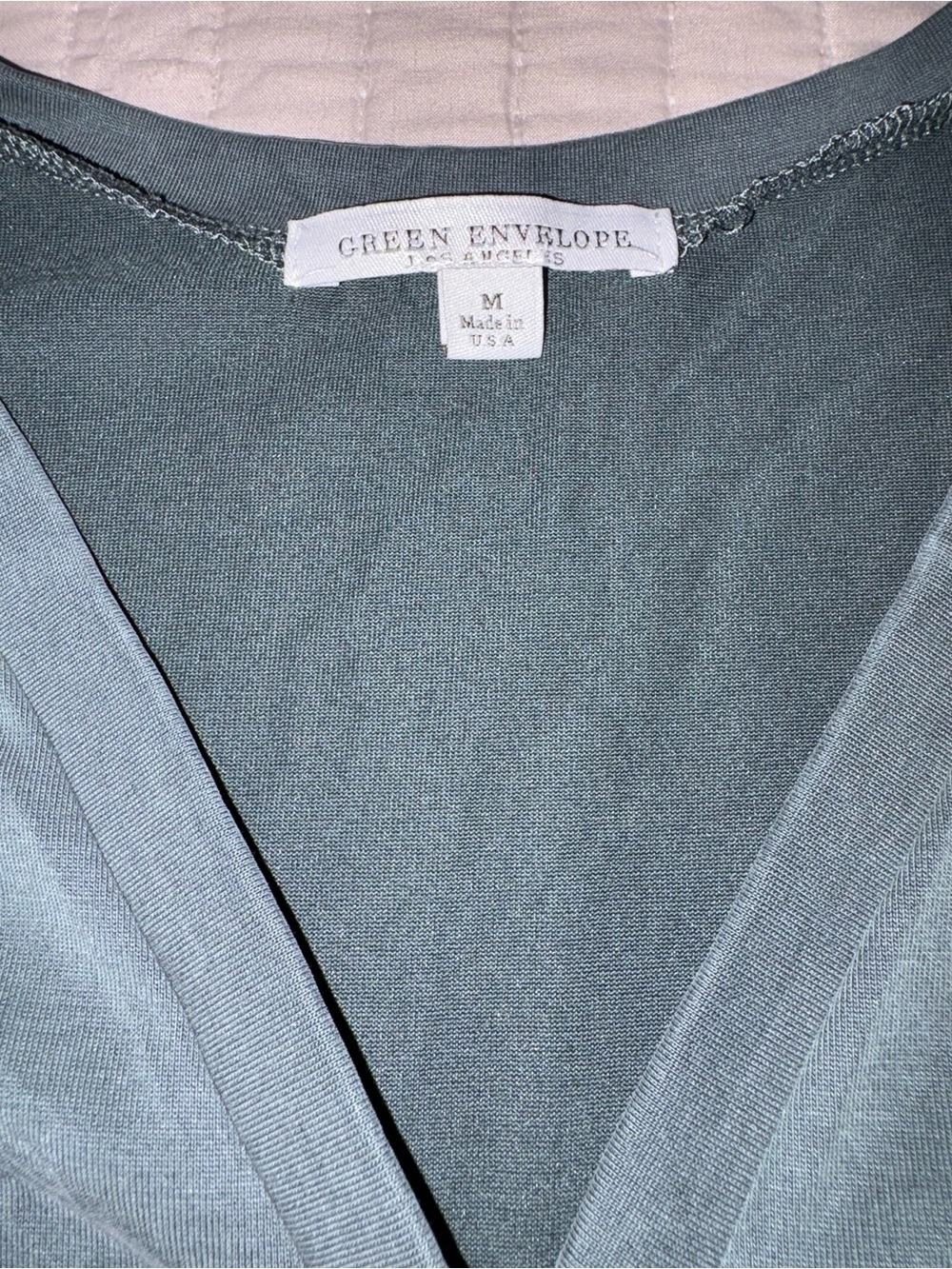 Green Envelope Light Green Tie-Front Button V-Neck Top - Picture 2 of 5